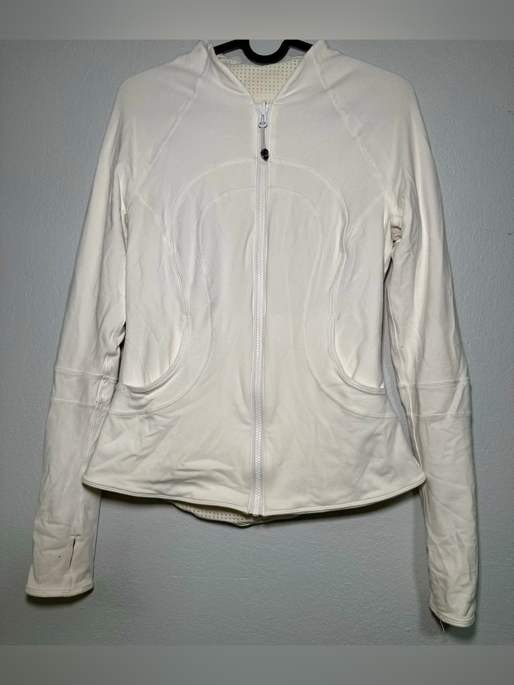 Lululemon White Athletica Full Zip Jacket Womens Long Sleeve Mock Neck sz 4 - Picture 6 of 9